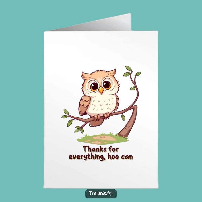 Free Printable Thank You Owl Card: Appreciating You From Above Downloadable