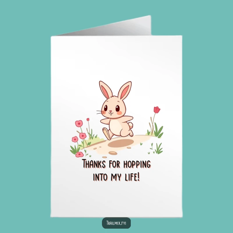 Free Printable Rabbit Thank You Card: Funny Hopping Trail Downloadable Gift