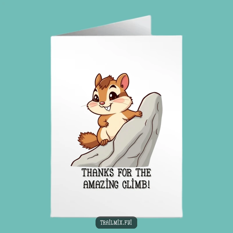 Free Printable Thank You Card: Determined Chipmunk Climb - Grateful Downloadable Gift