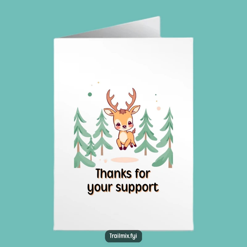 Free Printable Thank You Card: Cheerful Deer, Abstract Nature, Humorous Downloadable Gift