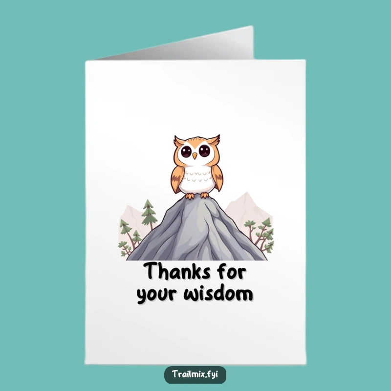 Free Printable Thank You Card: Curious Owl, Mountain View, Humorous Downloadable Gift