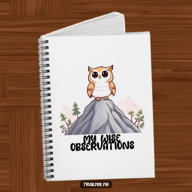 Funny Curious Owl Notebook: A notebook featuring a curious owl character perched on a peak, observing.