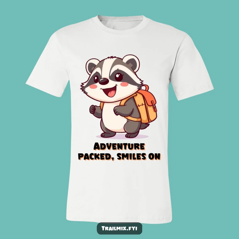 Funny Badger Explorer T-Shirt - Whimsical Cartoon Apparel Gift