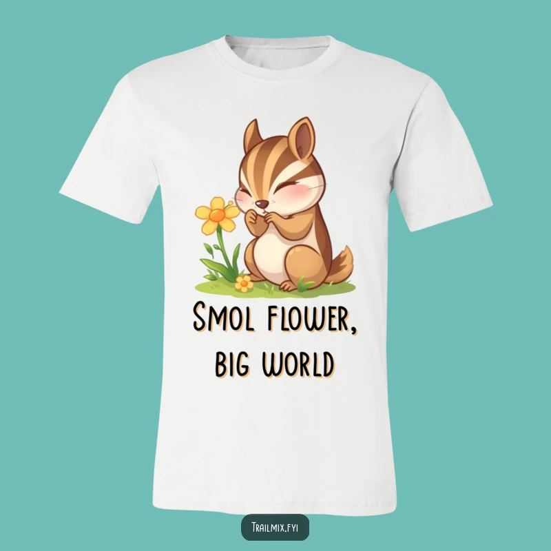 Funny Chipmunk Flower T-Shirt - Curious Nature Lover Apparel Gift