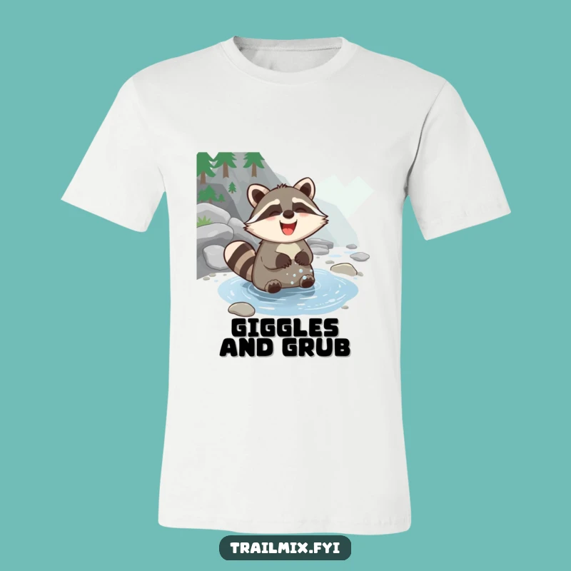 Funny Giggling Raccoon T-Shirt: Cute Animal Washing Paws, Hilarious Nature Tee Gift
