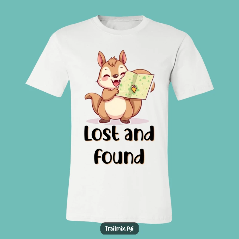 Funny Squirrel Adventure T-Shirt: Cheerful Map Holder Tee Gift