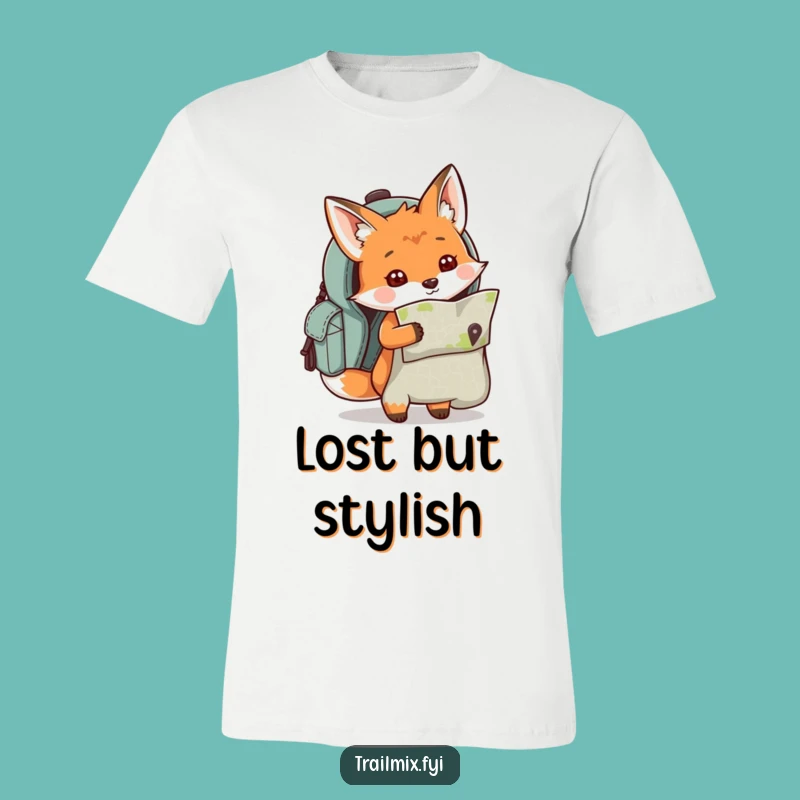 Funny Fox Map Backpack T-Shirt - Curious Adventurer Tee, Perfect Humorous Gift