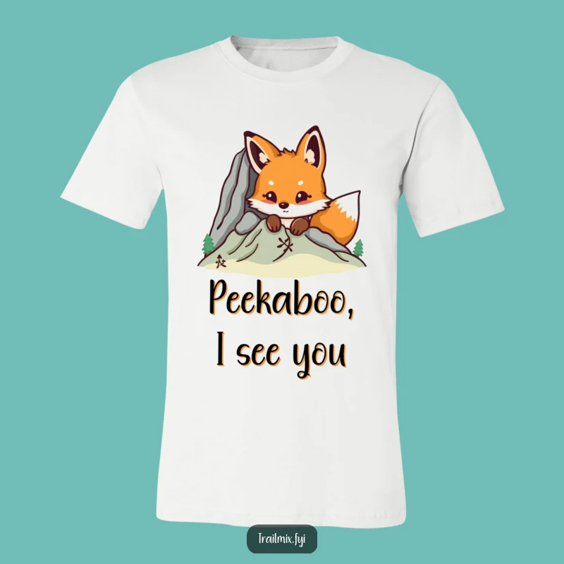 Funny Curious Fox Mountain Peek T-Shirt - Hilarious Nature Graphic Tee Gift