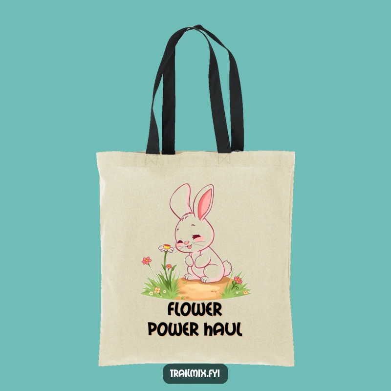 Funny Rabbit Flower Tote: Giggling Pathfinder Bag Gift