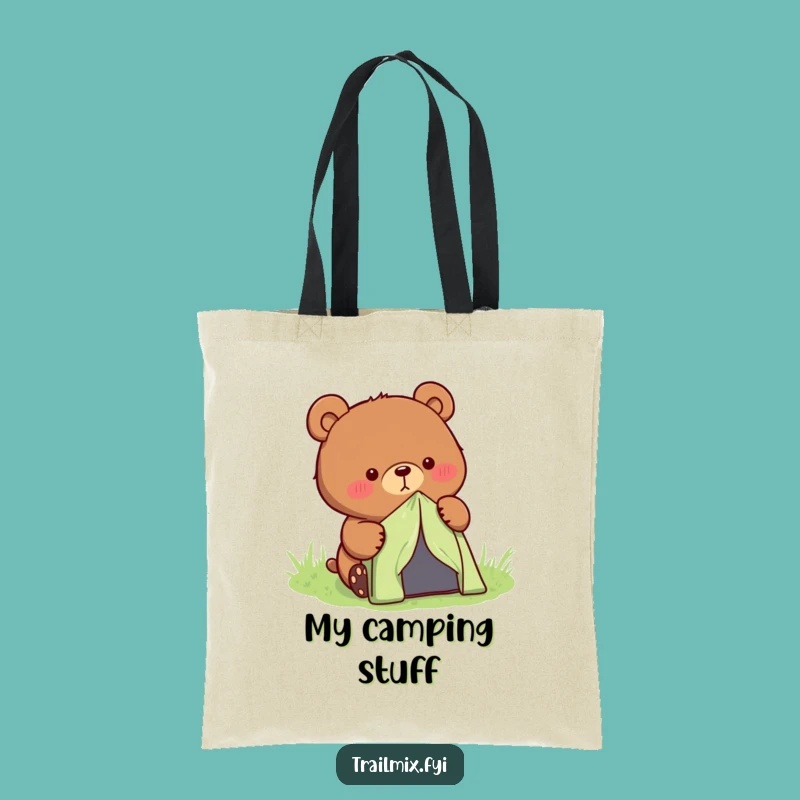 Funny Bear Camping Tent Tote Bag - Whimsical Outdoor Bag, Perfect Humorous Gift