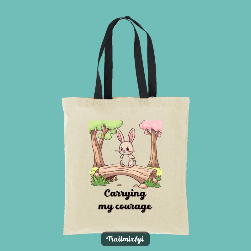 Funny Brave Rabbit Tote Bag: Trail Crossing Bag, Ideal Funny Gift for Go-Getters