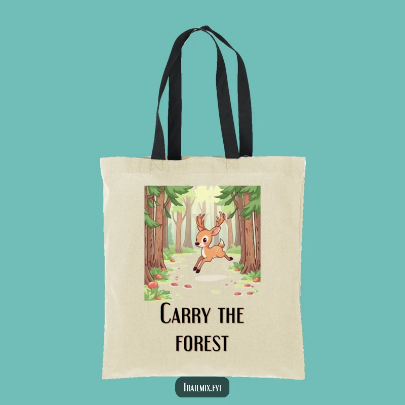 Funny Deer Forest Tote Bag: Energetic Bounding Gift Idea