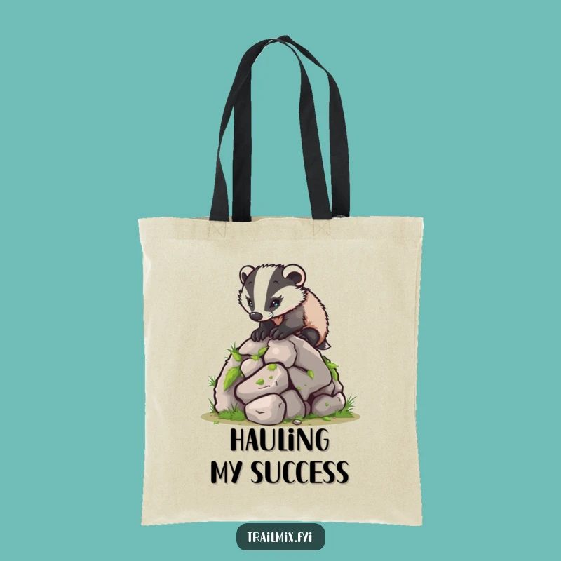 Funny Determined Badger Climbing Tote Bag: Eco-Friendly & Hilarious Accessory