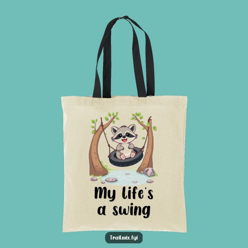 Funny Joyful Racoon Stream Tote Bag - Whimsical & Practical Gift