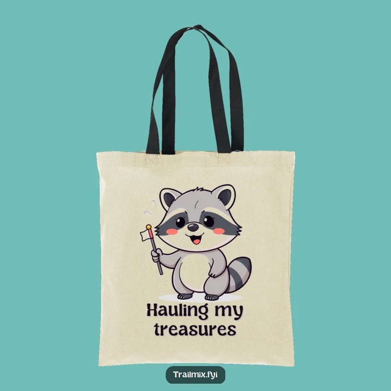 Funny Raccoon Flag Waving Tote Bag - Cheerful Carryall Gift