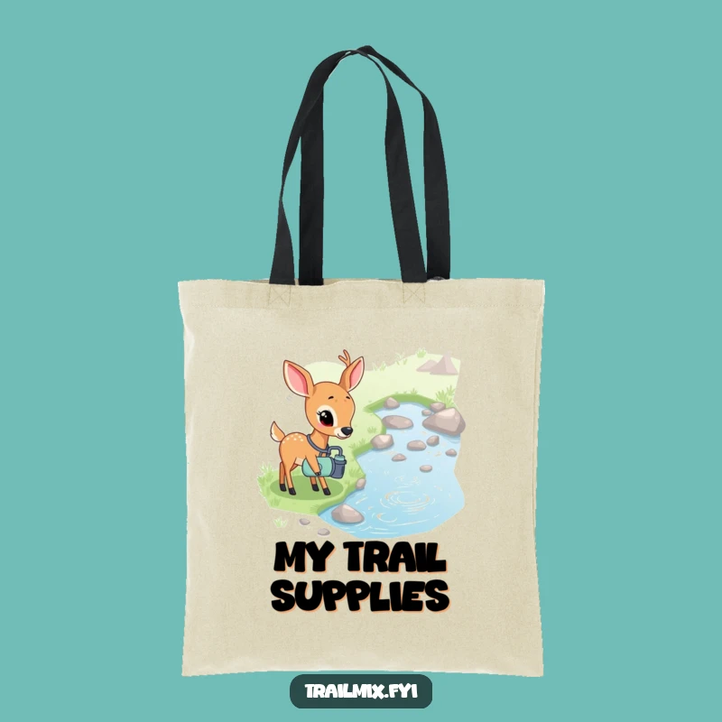 Funny Shy Deer Stream Tote Bag - Curious Nature Carry-All